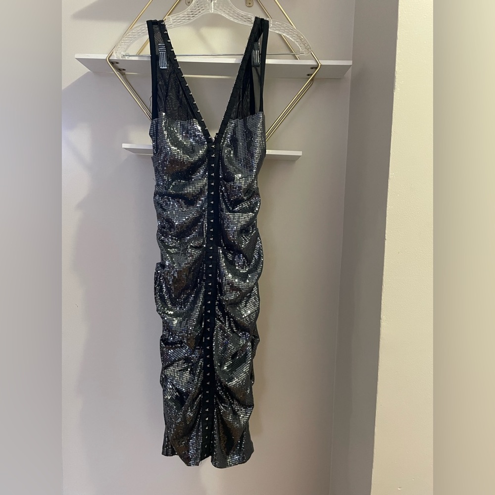 Nicole Miller sequin ruched dress